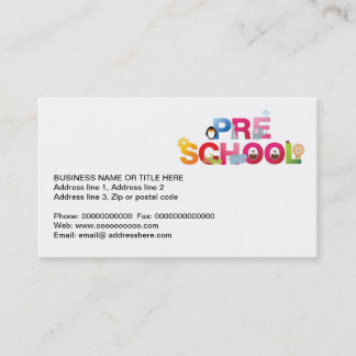 pre school word in fun letters business card