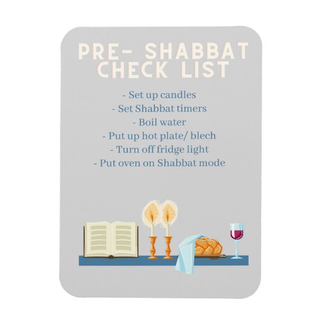 Pre-Shabbat check list magnet  (Vertical)