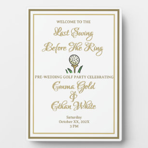Pre-Wedding Golf Party Weekend Activity White Gold Plaque