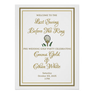 Pre-Wedding Golf Party Weekend Activity White Gold Poster