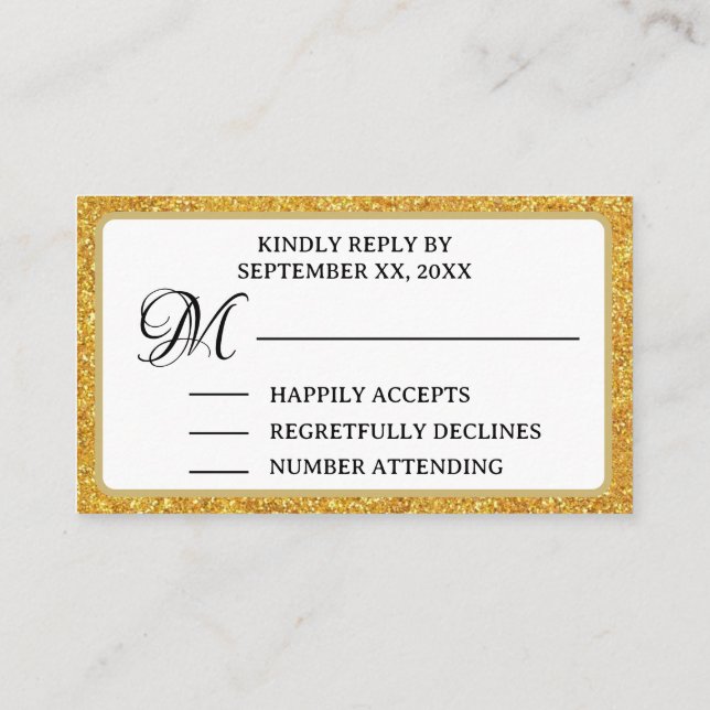 Pre-Wedding Golf Party Weekend White Gold Glitter Enclosure Card (Back)