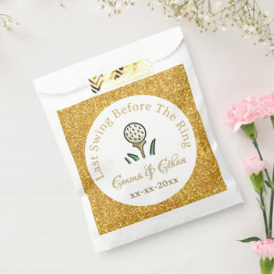 Pre-Wedding Golf Party Weekend White Gold Glitter Favour Bags