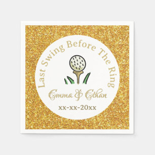 Pre-Wedding Golf Party Weekend White Gold Glitter Napkin
