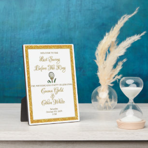 Pre-Wedding Golf Party Weekend White Gold Glitter Plaque