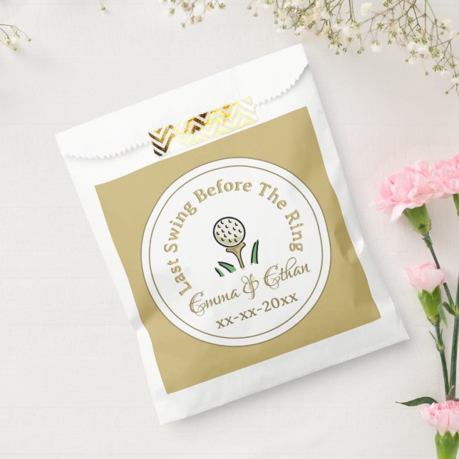 Pre-Wedding Golfing Party Weekend White Gold Favour Bags (Sealed)