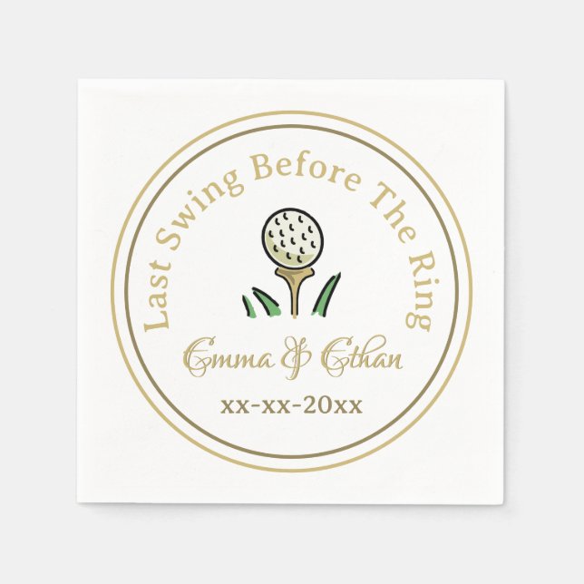 Pre-Wedding Golfing Party Weekend White Gold Napkin (Front)