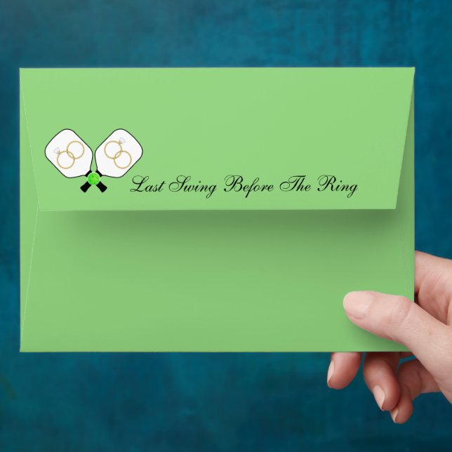 Pre-Wedding Pickleball Green Personalised Note Envelope (Hand)
