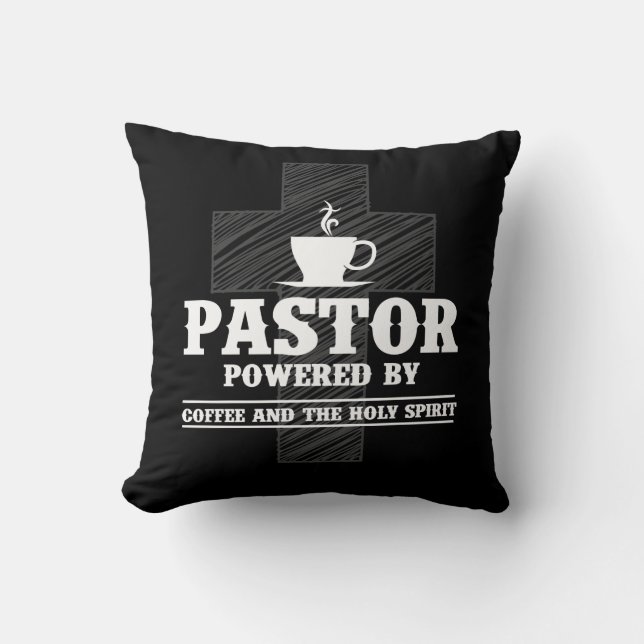 Preacher Coffee Lover Holy Spirit Caffeine Pastor Cushion (Front)