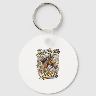Preakness Stakes Vintage Horse Floral Race Design Key Ring