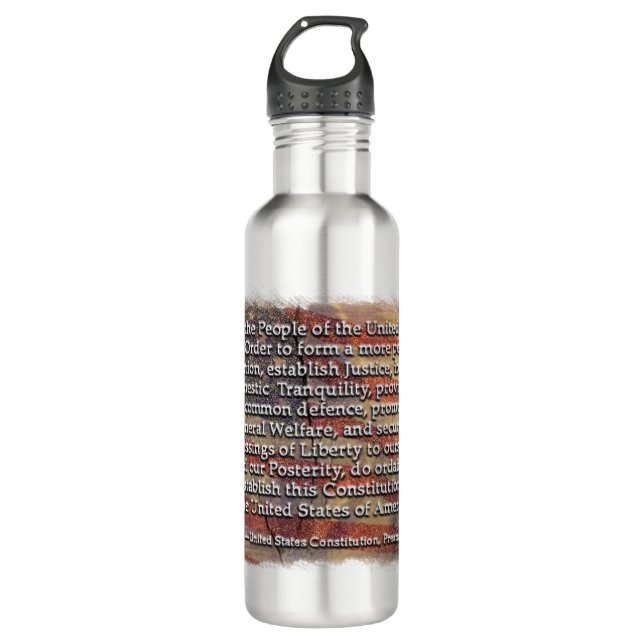 Preamble to the US Constitution Over Textured Back 710 Ml Water Bottle (Front)
