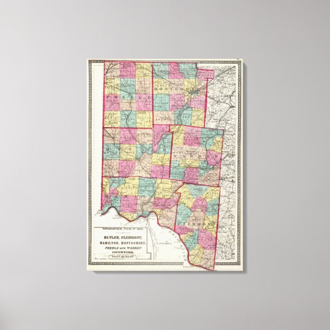 Preble and Warren Counties Canvas Print (Front)
