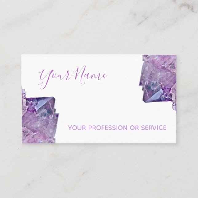 Precious amethyst gem jewelers jewellery business  business card (Front)