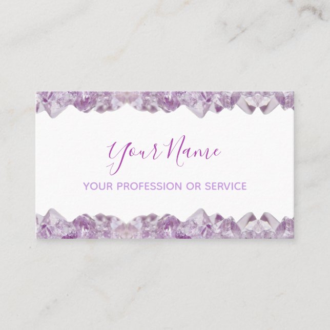 Precious amethyst gem jewelers jewellery business card (Front)