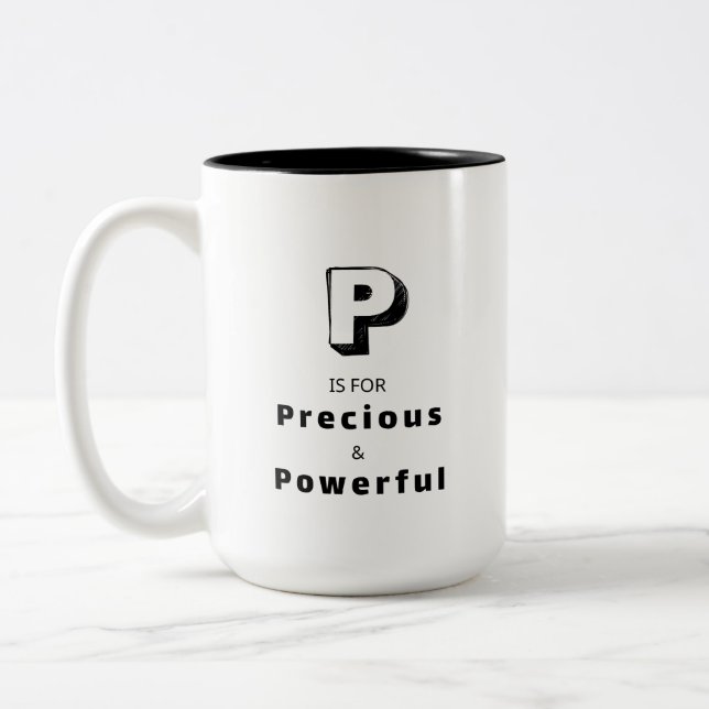 Precious and Powerful P - Personalised Luxury Two-Tone Coffee Mug (Left)