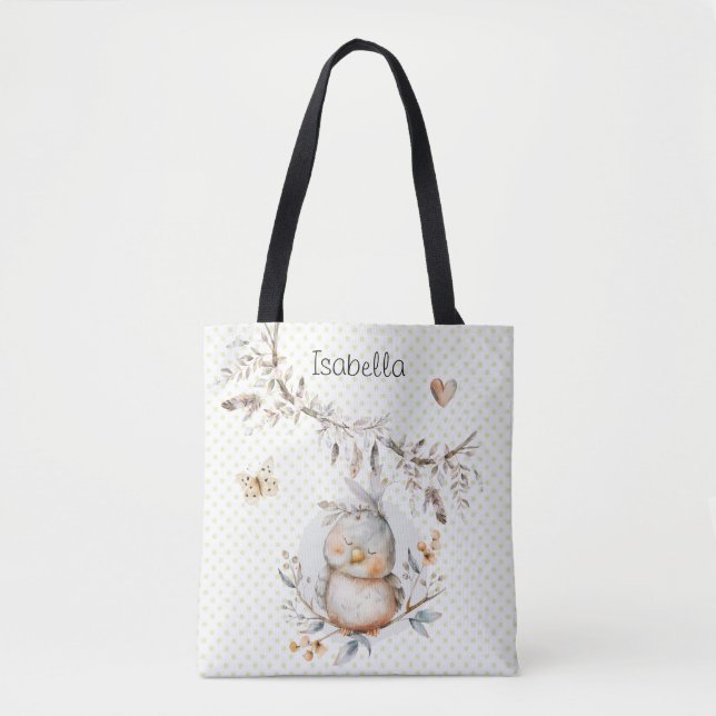 Precious Baby Bird Watercolor  Tote Bag (Front)