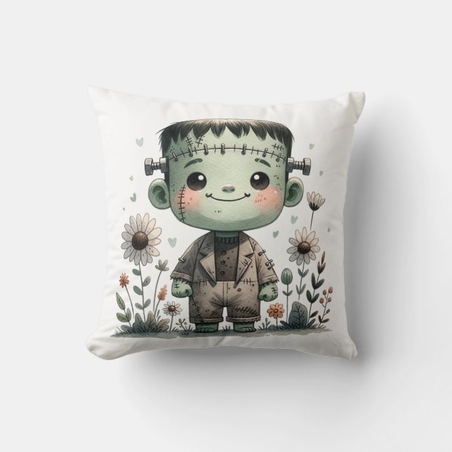 Precious Baby Frankenstein with Wildflowers | Cute Cushion (Front)