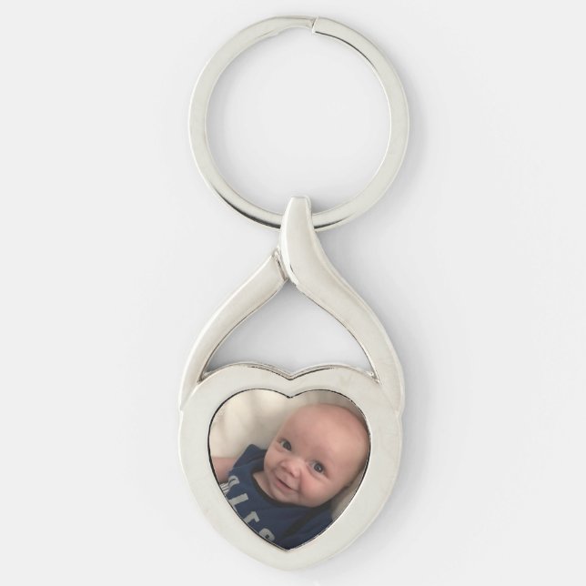 Precious Baby Photo Keychain Silver Heart Template (Front)