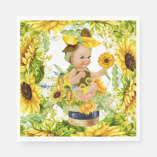 Precious Baby Sunflower Party Goods Napkin (Front)
