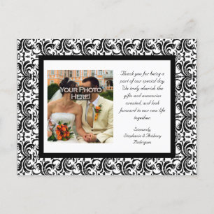 Precious Black+White Wedding Thank You Postcard