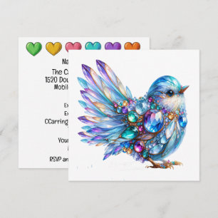 Precious Bling Birds Theme Invitation
