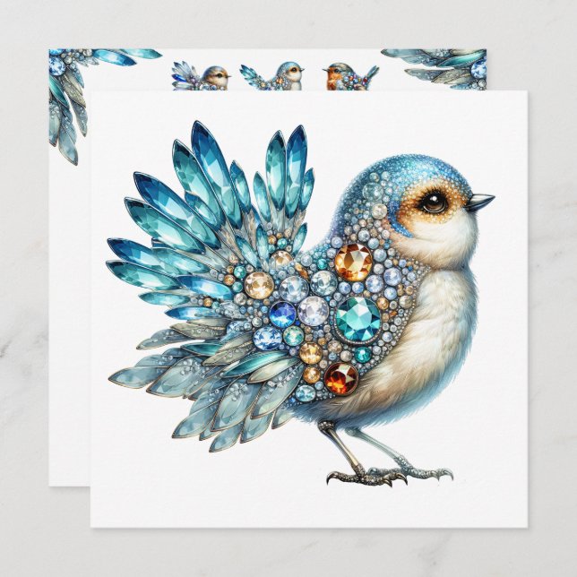 Precious Bling Birds Theme Invitation (Front/Back)