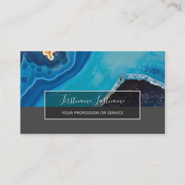 Precious blue crystal gems luxury jewellery business card (Front)