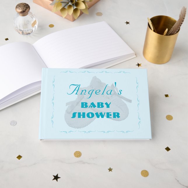 Precious Bundle Boy Baby Shower  Guest Book (Front Open)