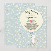 Precious Bunny Boys Baby Shower Invitation