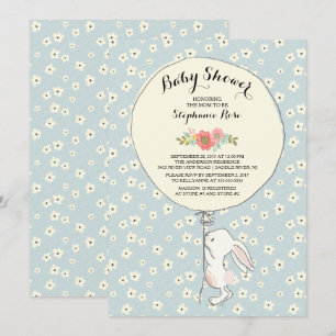 Precious Bunny Boys Baby Shower Invitation
