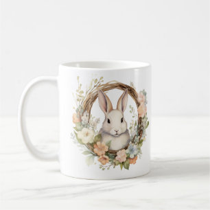 Precious Bunny Rabbit with Spring Flowers Coffee Mug