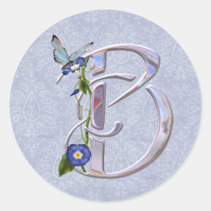 Precious Butterfly Initial B Classic Round Sticker