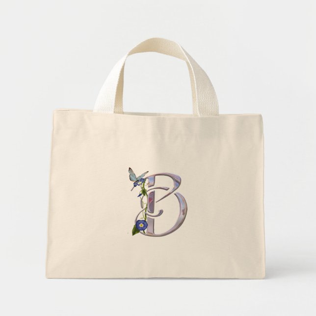 Precious Butterfly Initial B Mini Tote Bag (Front)