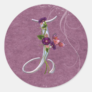 Precious Butterfly Initial J Classic Round Sticker