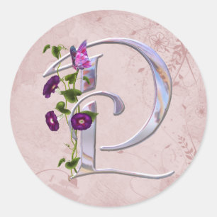 Precious Butterfly Initial P Classic Round Sticker