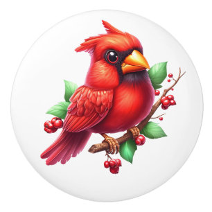Precious Cardinal Redbird  Ceramic Knob