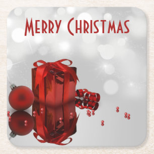 Precious Christmas Present Professional Square Paper Coaster