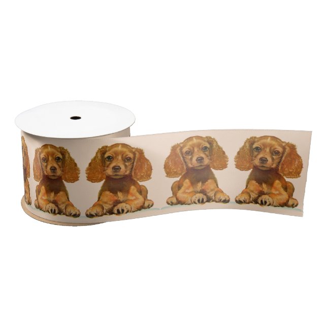 precious cocker spaniel puppy satin ribbon (Spool)