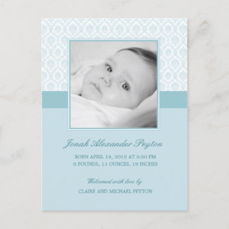 Precious Damask Baby Boy Birth Announcement