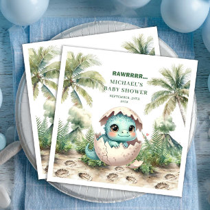 Precious Dino Baby Shower Hatching Soon Napkins