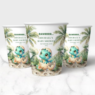 Precious Dino Baby Shower Hatching Soon Paper Cups