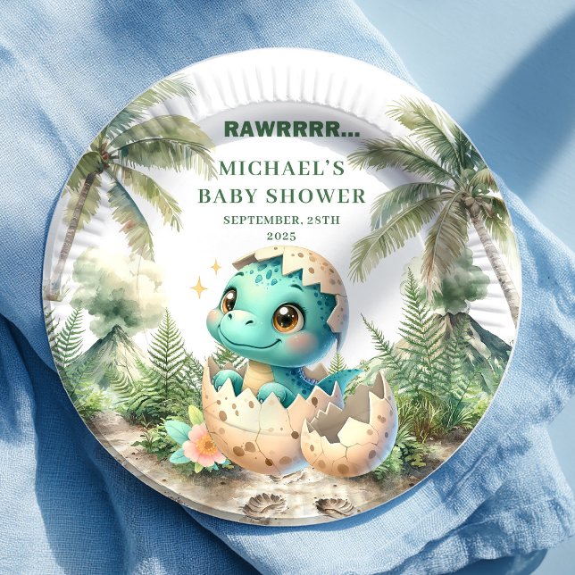 Precious Dino Baby Shower Hatching Soon Plates (Precious Dino Baby Shower Hatching Soon Plates)