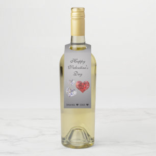 Precious Elegant Diamond Hearts Bottle Tag
