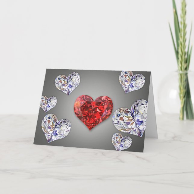 Precious Elegant Diamond Hearts Card (Front)