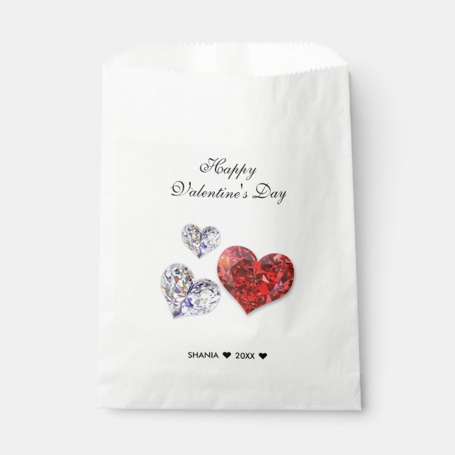 Precious Elegant Diamond Hearts Favour Bags (Front)