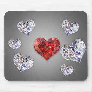 Precious Elegant Diamond Hearts Mouse Mat