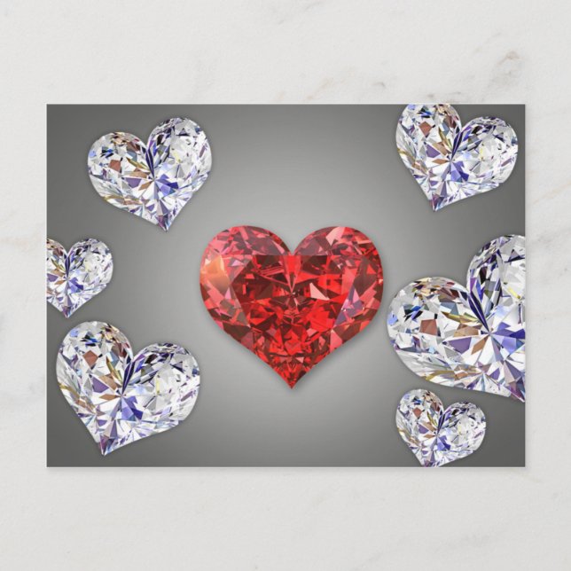 Precious Elegant Diamond Hearts Postcard (Front)