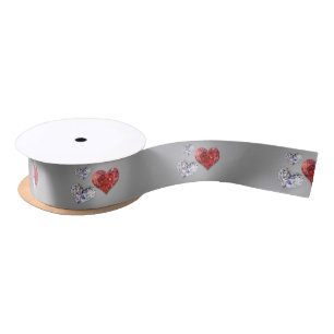 Precious Elegant Diamond Hearts Satin Ribbon