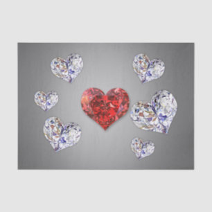 Precious Elegant Diamond Hearts Tissue Paper