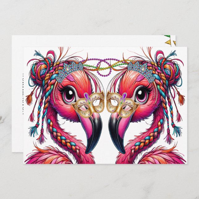 Precious Flaunty Flamingos Invitation (Front/Back)