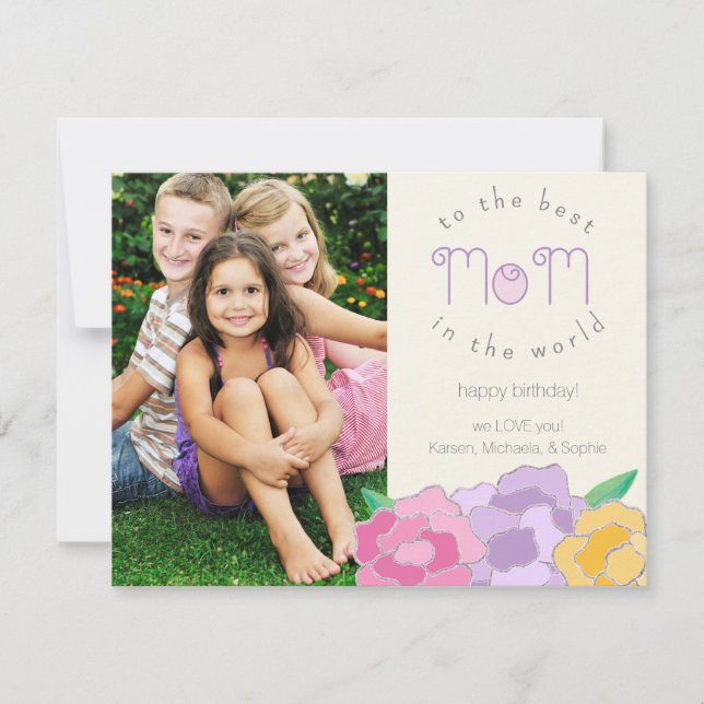 Precious Florals Happy Birthday Mum Photo Card (Front)